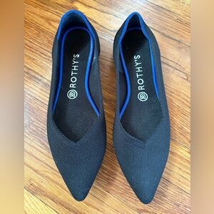 Rothy's Black Flats with Blue Accent